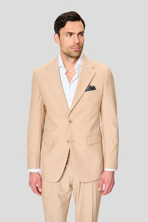 PRESTIGE sandfarbener Blazer mit Nadelstreifen