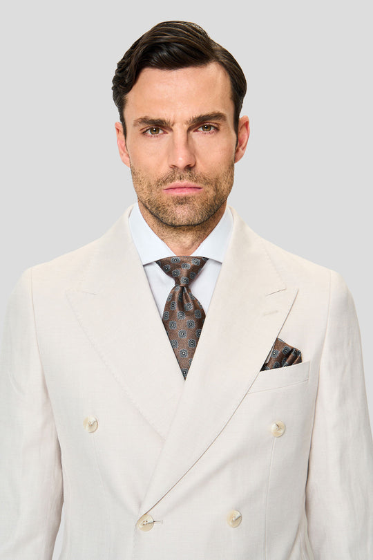 PRESTIGE off-white doppelreihiger Leinenblazer