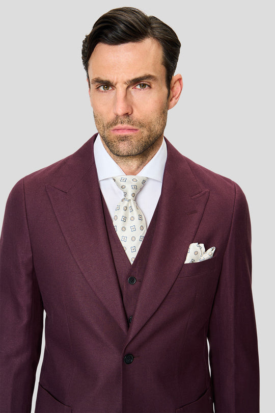 PRESTIGE bordeaux three-piece hørjakkesæt