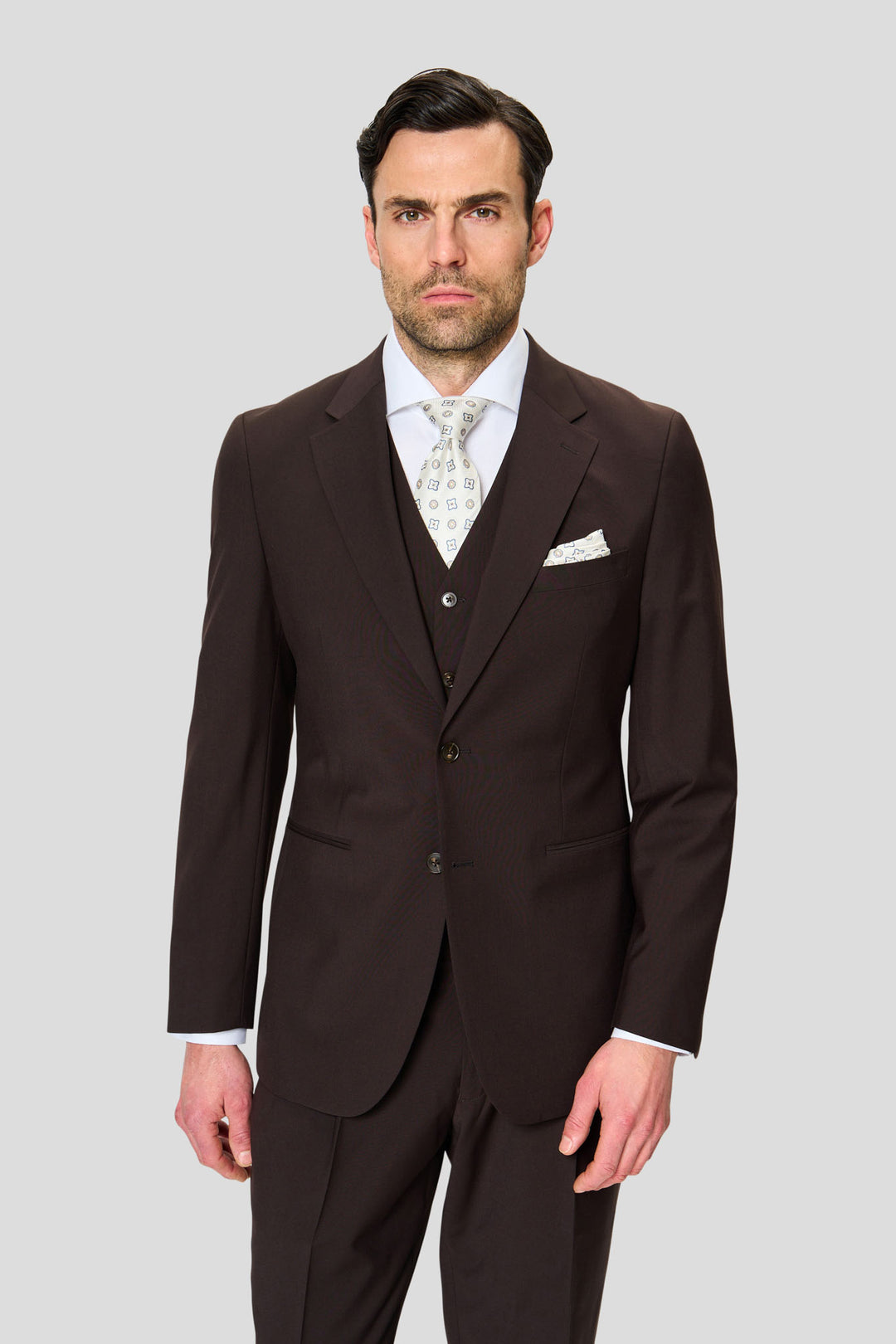 PREMIUM brauner dreiteiliger Anzug