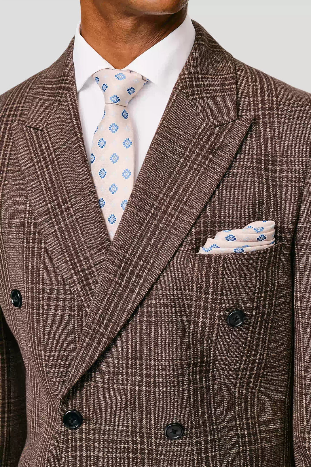 Slips & lommekluds pakke (Beige & blåt blomstret) suitclub.dk