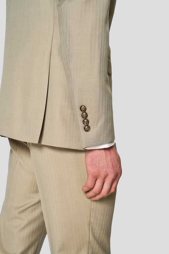HERITAGE beige Blazer mit Fischgrätmuster