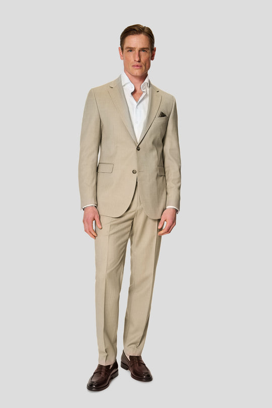 HERITAGE beige Blazer mit Fischgrätmuster