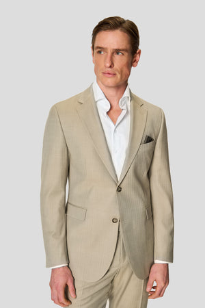 HERITAGE beige Blazer mit Fischgrätmuster