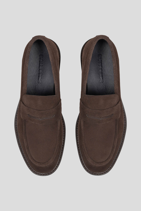 Brune loafers i ruskind Ahler