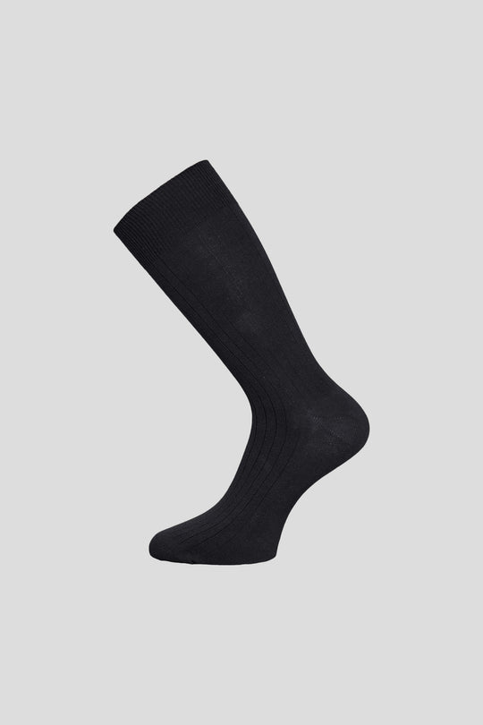 Sorte ribbed bomuldsstrømper - Onesize
