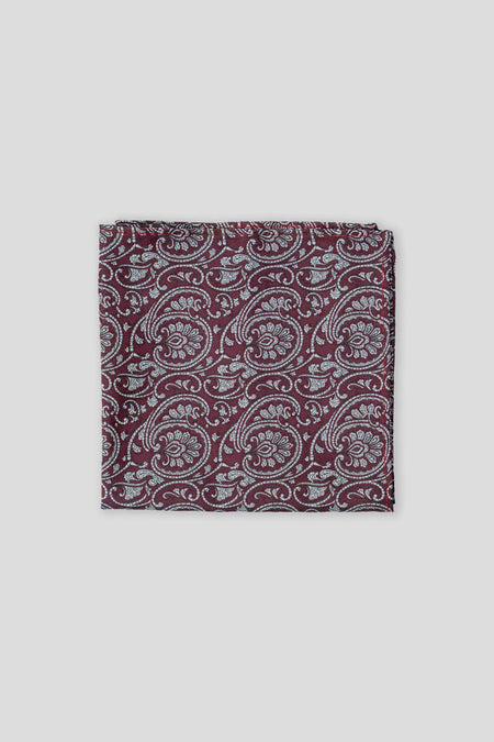 Bordeaux & weißes Paisley-Einstecktuch