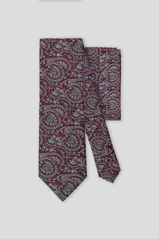 Slips & lommekluds pakke (Bordeaux & hvid paisley) suitclub.dk
