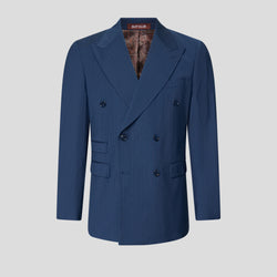 EXCLUSIVE blauer zweireihiger Blazer mit Nadelstreifen