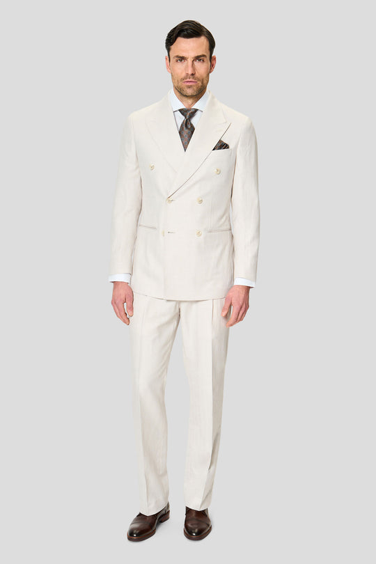 PRESTIGE off-white doppelreihiger Leinenblazer