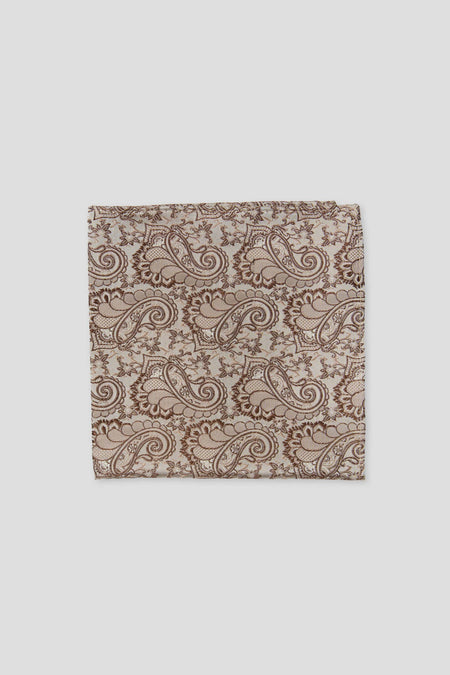 Beiges Paisley-Seideneinstecktuch