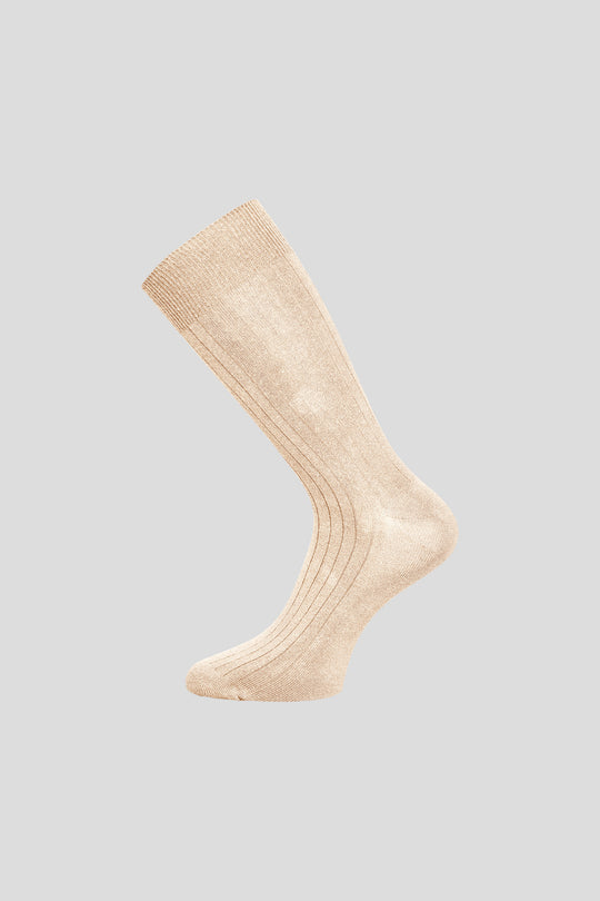 Sandfarbene gerippte Baumwollsocken - Einheitsgröße