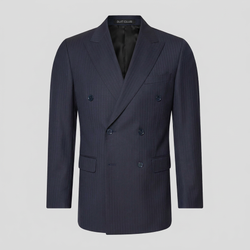 PREMIUM marineblauer Zweireiher-Anzug mit Nadelstreifen
