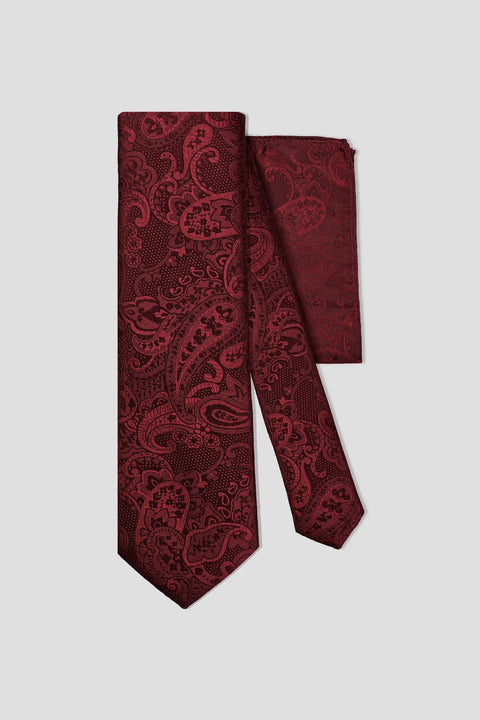 Slips & lommekluds pakke (Rød paisley) suitclub.dk