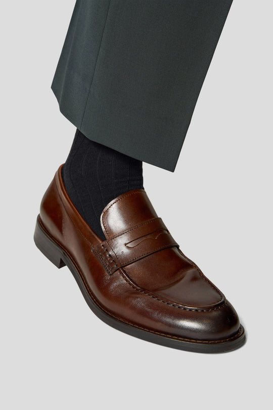 Exclusive sort ribbed uldstrømper Lindner