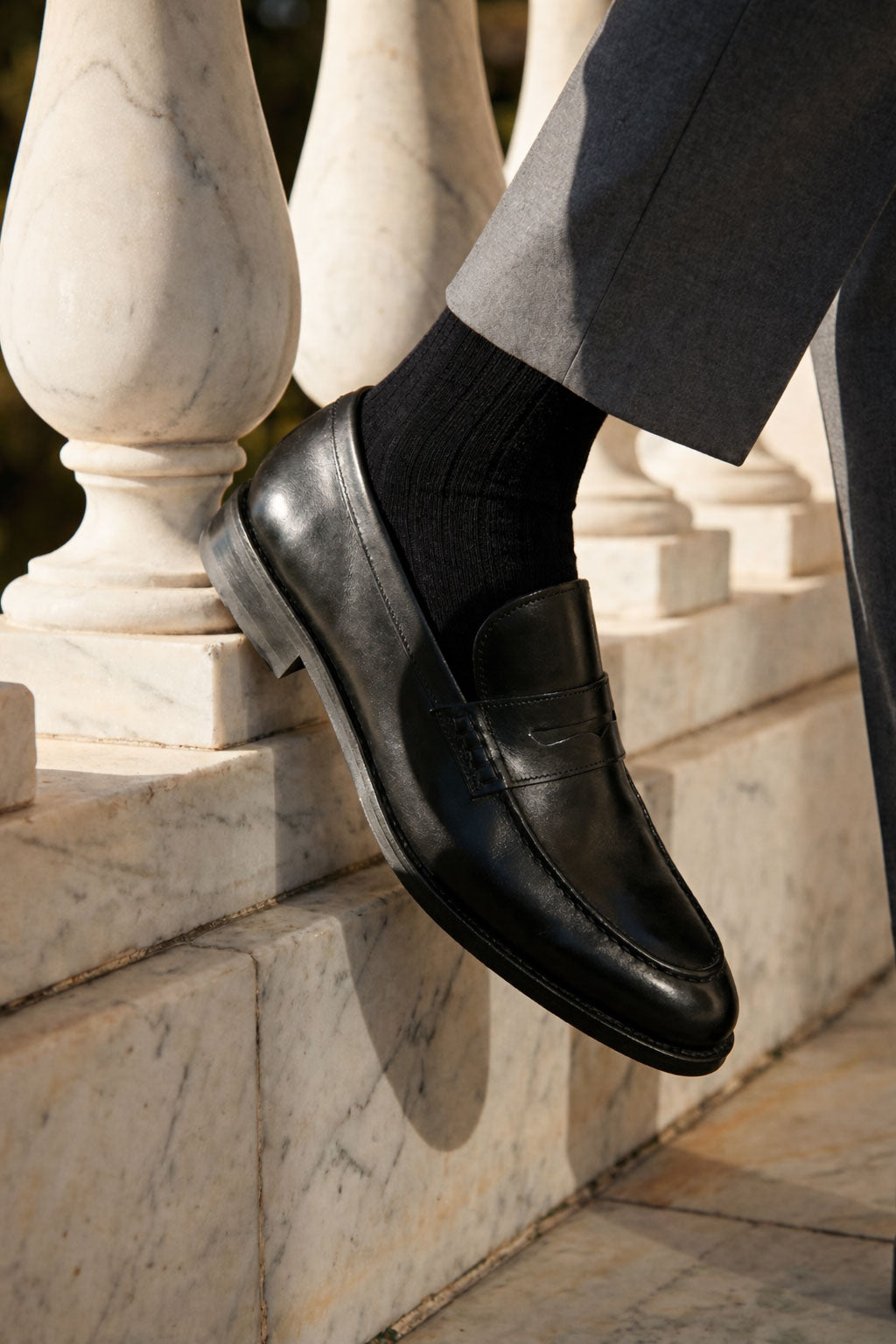 Schwarze gerippte Baumwollsocken - Einheitsgröße
